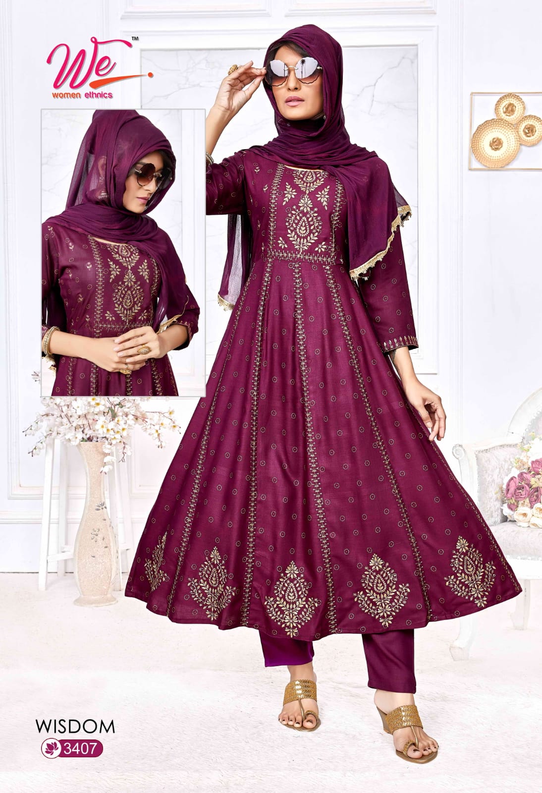 We Wisdom Slub Rayon Kurti With Bottom Dupatta Catalog
